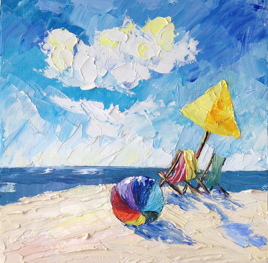 Beach Day Painting by Carrie Jacobson