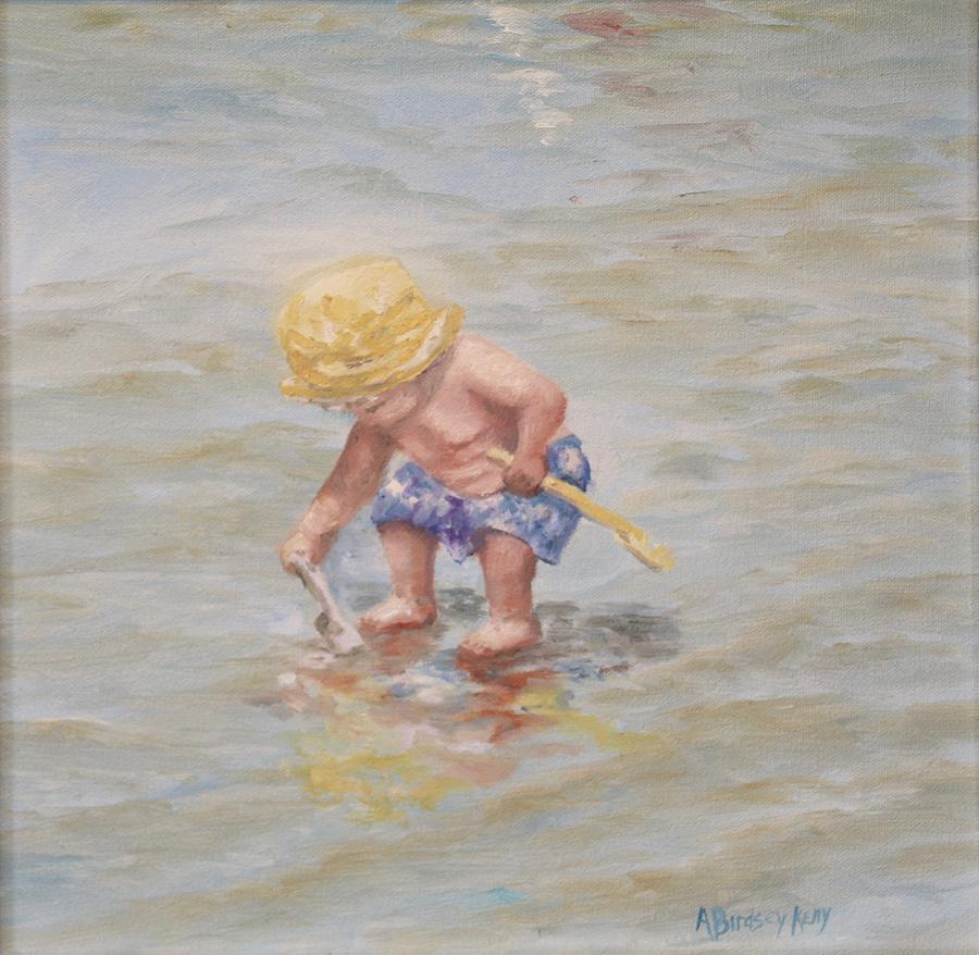 Beach Child Painting - Beach Day Revisited by Andrea Kelly Stevens