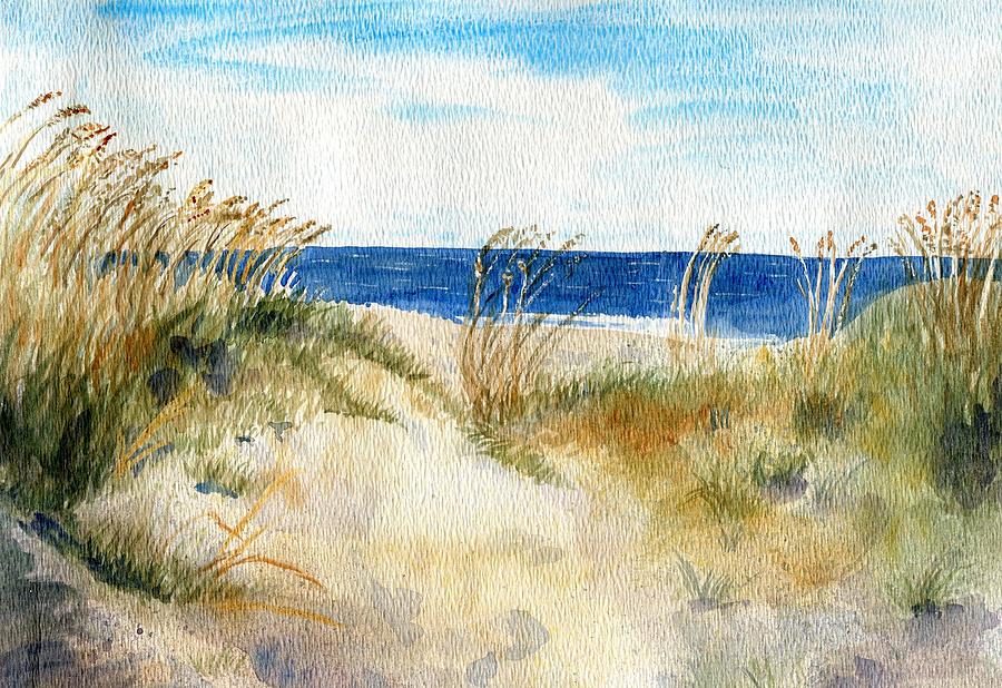 Beach Dunes Painting by Leigh Barry Watercolors