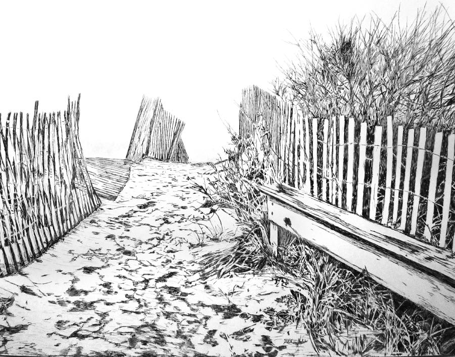 Beach Entrance Drawing by Michele A Loftus