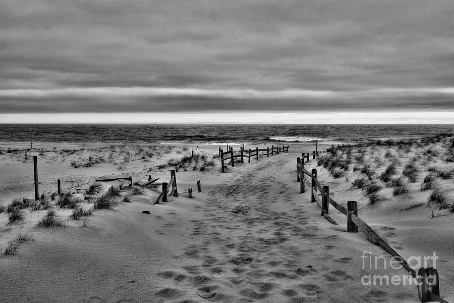 Beach Entry in black and white Photograph by Paul Ward