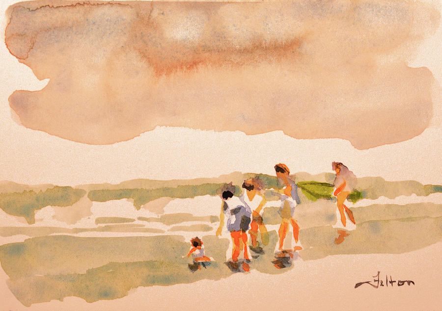 Beach family day Painting by Julianne Felton
