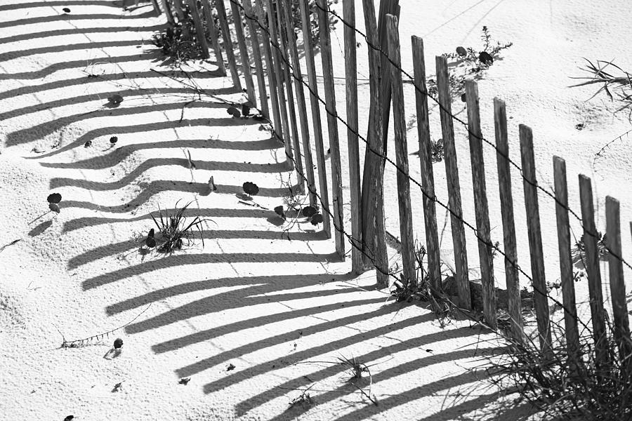 Beach Photograph - Beach Fence Black and White by Ty Helbach