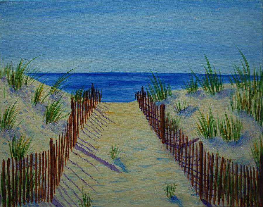 Beach Fence Painting by Emily Page