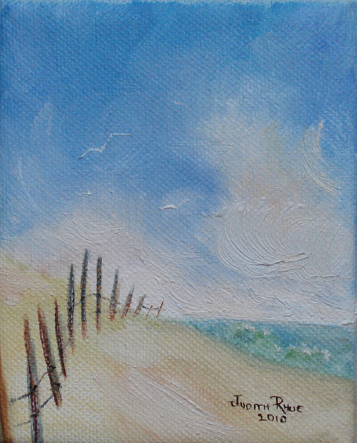 Beach Fence Painting by Judith Rhue