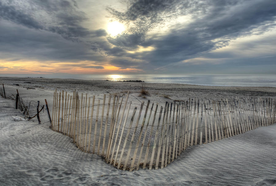 Nature Photograph - Beach Fence by Mike Deutsch
