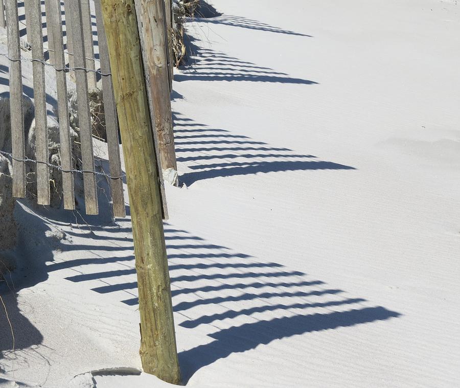 Beach Fence Shadows Photograph by Ellen Meakin