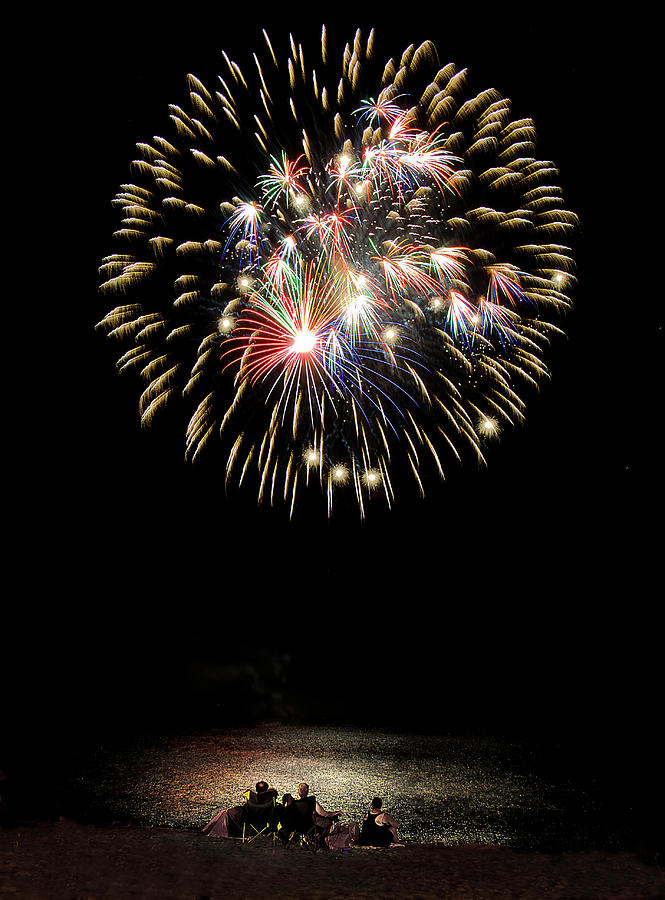 Beach Fireworks Photograph by Rick Mosher