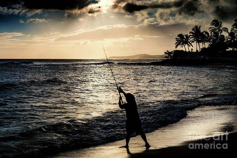 Beach Fishing in Hawaii Photograph by M G Whittingham