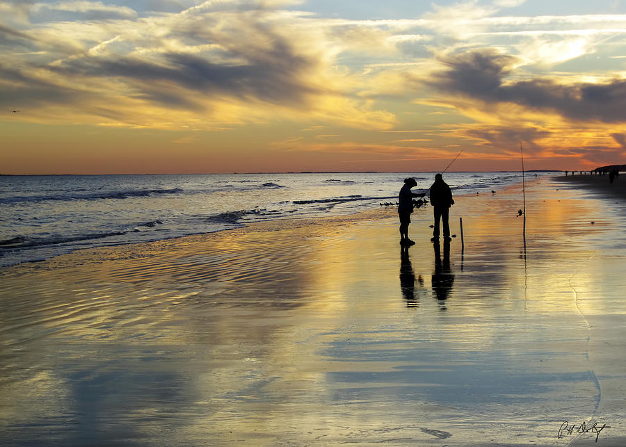 Sunset Photograph - Beach Fishing  by Phill Doherty