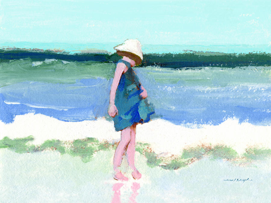 Beach Girl Painting by J Reifsnyder