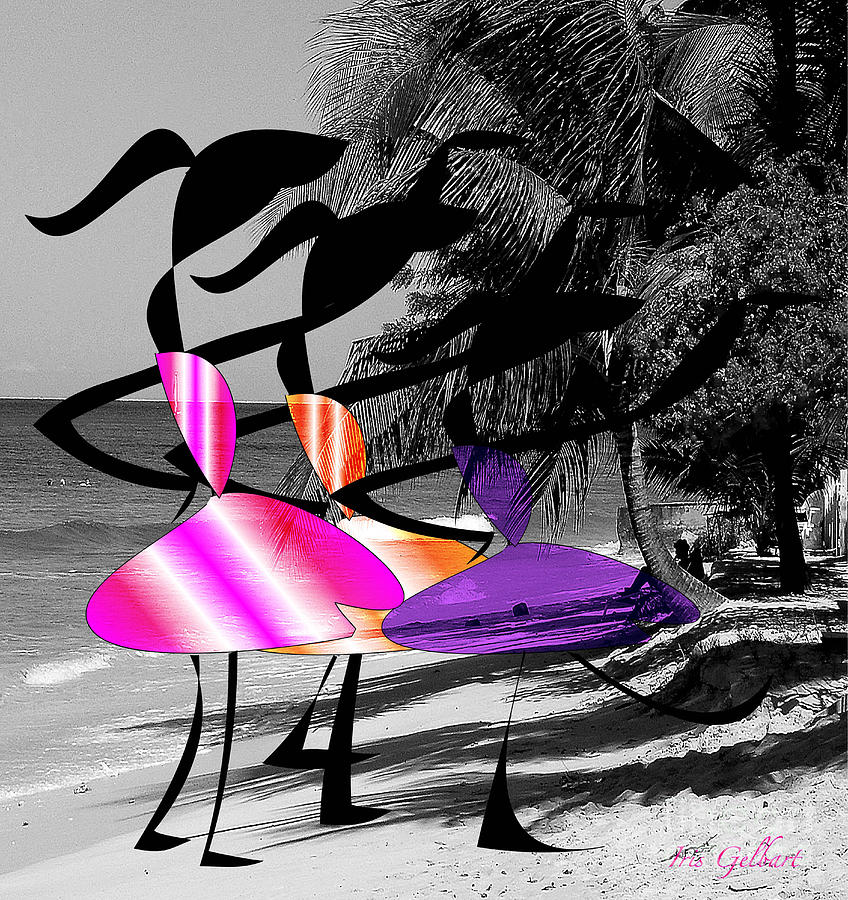 Beach girls Digital Art by Iris Gelbart