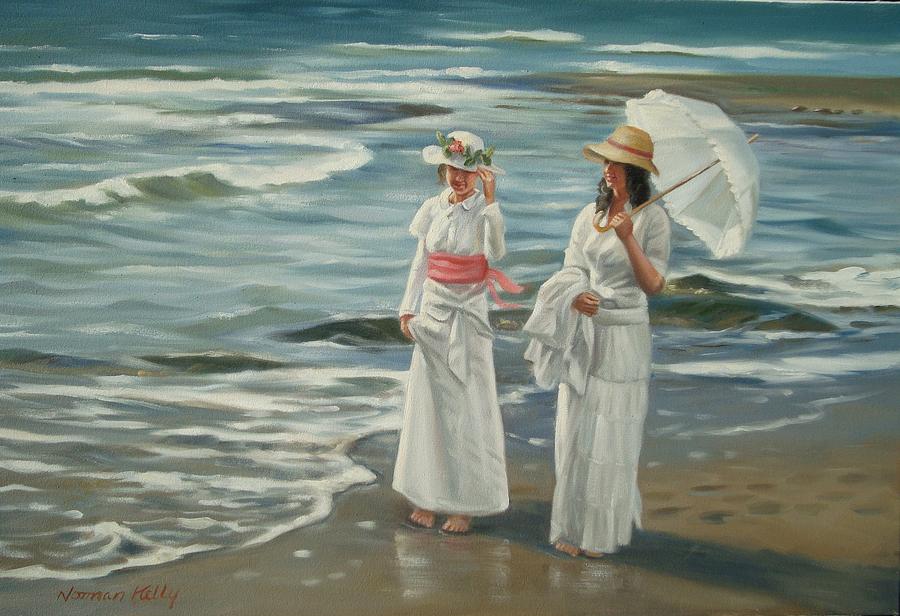 Beach girls. Painting by Norman Kelly