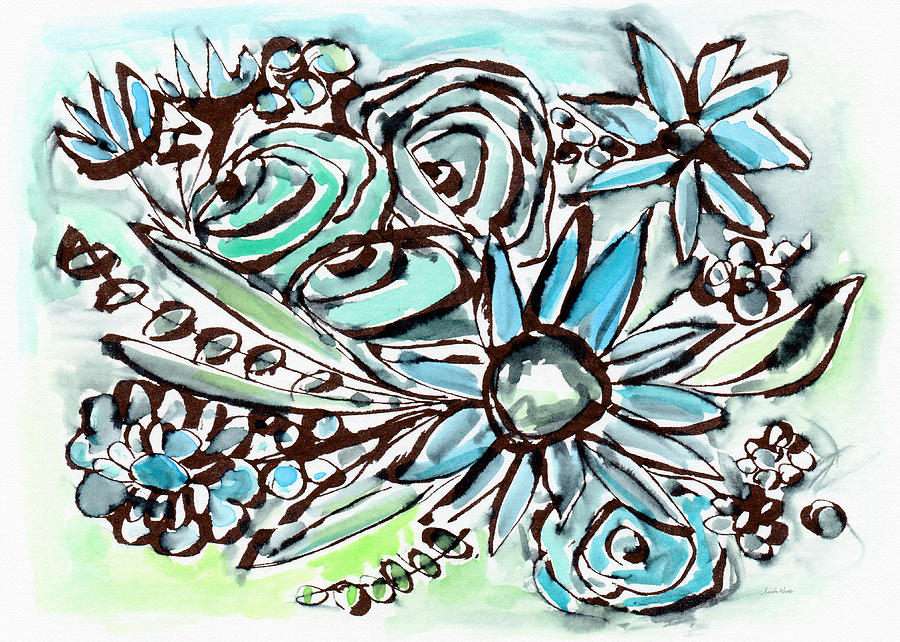 Beach Glass Flowers 1- Art by Linda Woods Painting by Linda Woods