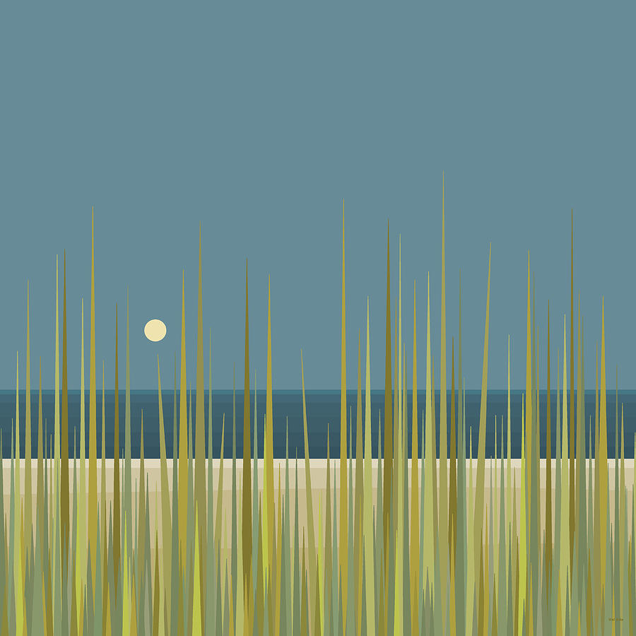 Beach Grass and Blue Sky Digital Art by Val Arie