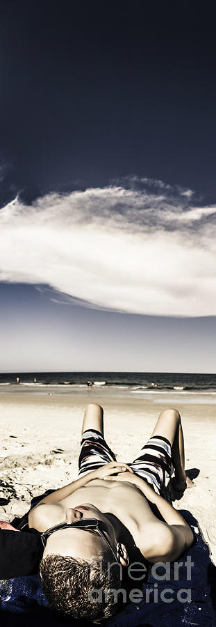 Beach holiday man vertical panorama Photograph by Jorgo Photography