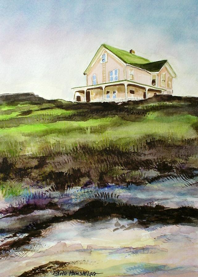 Beach House Block Island Painting by Edith Hunsberger