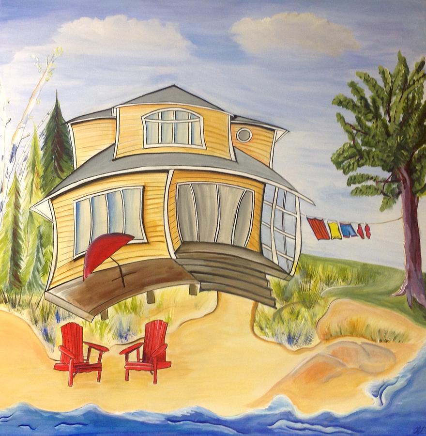 Beach House Painting by Heather Lovat-Fraser