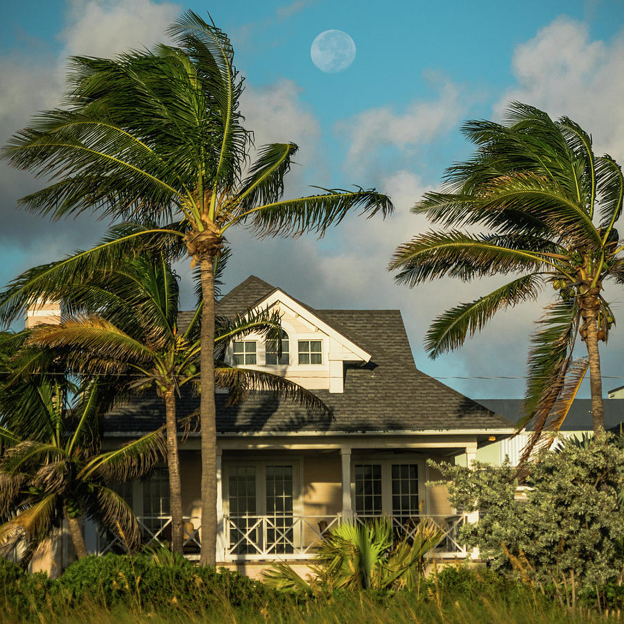 Beach house Moon at Sunrise Delray Beach Florida Photograph by Lawrence S Richardson Jr