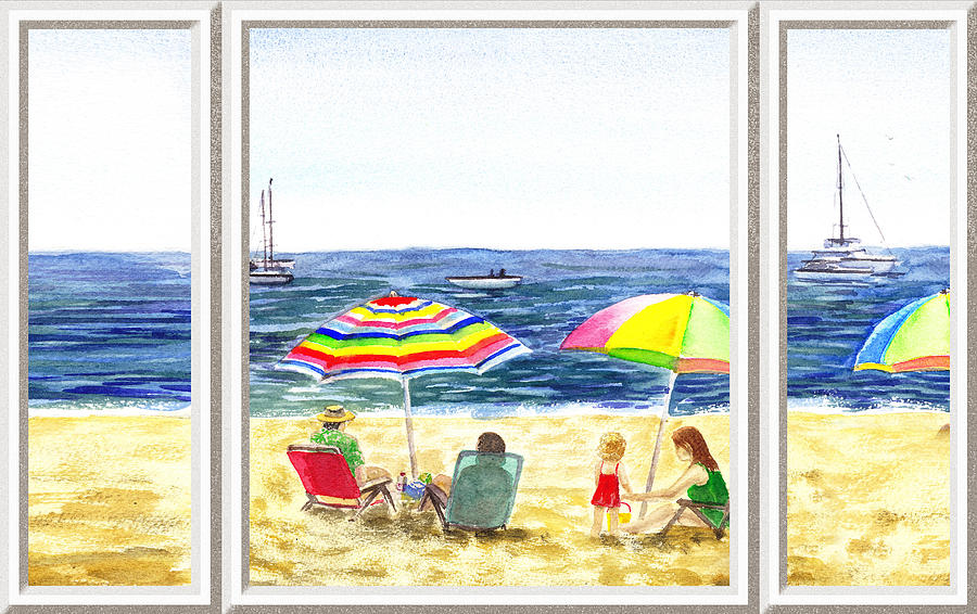 Beach House Window Painting by Irina Sztukowski