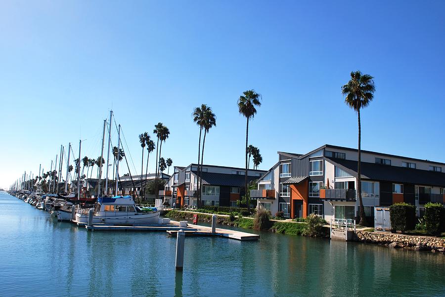 City Photograph - Beach Houses and Palm Trees - Channel Islands Harbor by Matt Quest