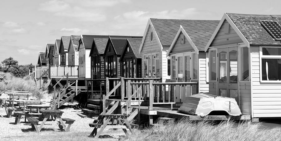 Beach Hut Row Black and White by Mick House Beach Hut Row Black and White by Mick House