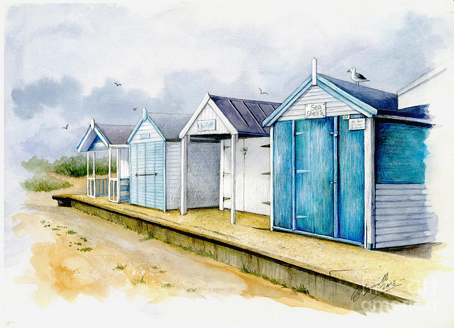 Beach huts Painting by Gail Yerrill - Fine Art America