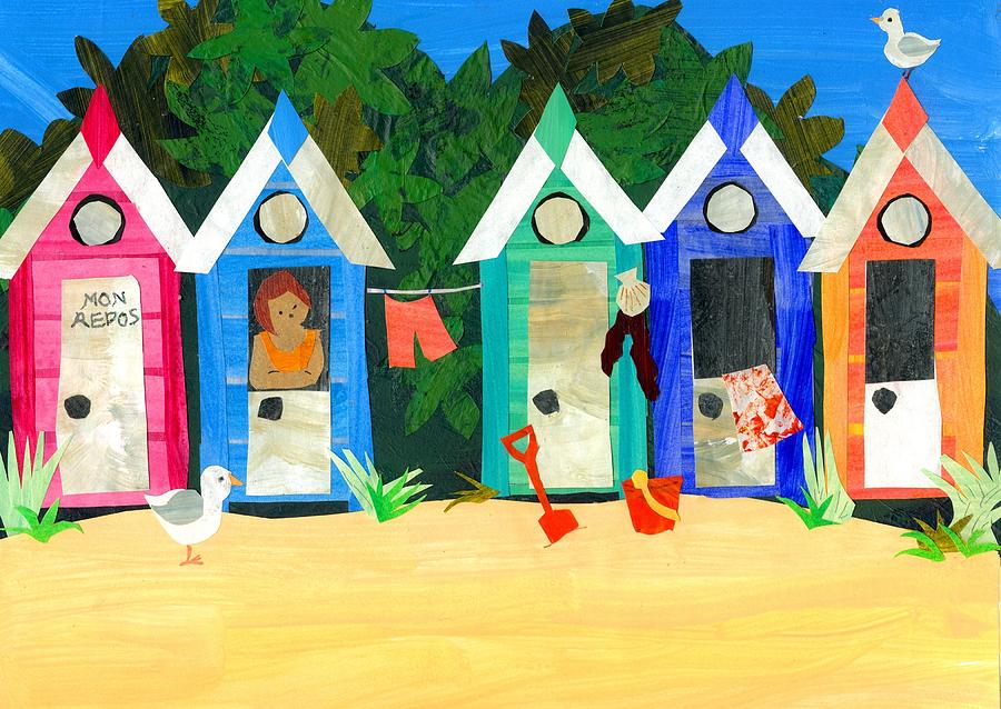 Beach Huts Mixed Media By Judy Adamson