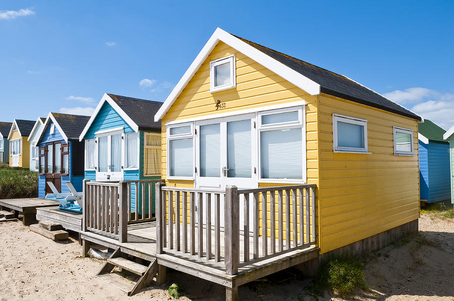 Beach Huts Yellow and Blue by Mick House Beach Huts Yellow and Blue by Mick House