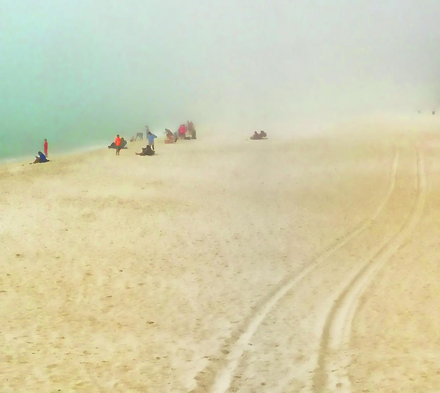 Beach in Fog Photograph by Tony Grider