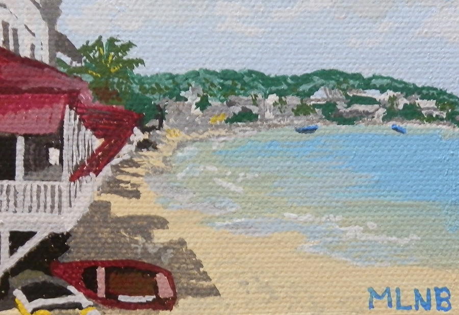 Beach in Grand Case Painting by Margaret Brooks