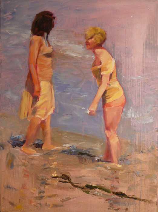 Conversation Painting - Beach Inquiries by Irena Jablonski Conversation Painting - Beach Inquiries by Irena Jablonski