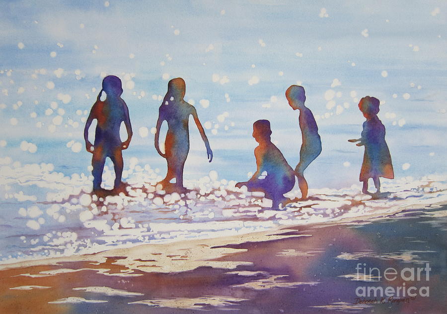 Beach Kids...  Peoples Choice Award Winner Painting by Deborah Ronglien
