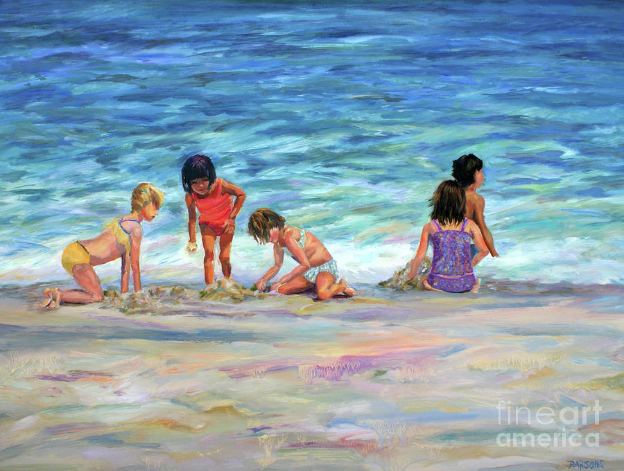 Beach Kids Painting by Pamela Parsons