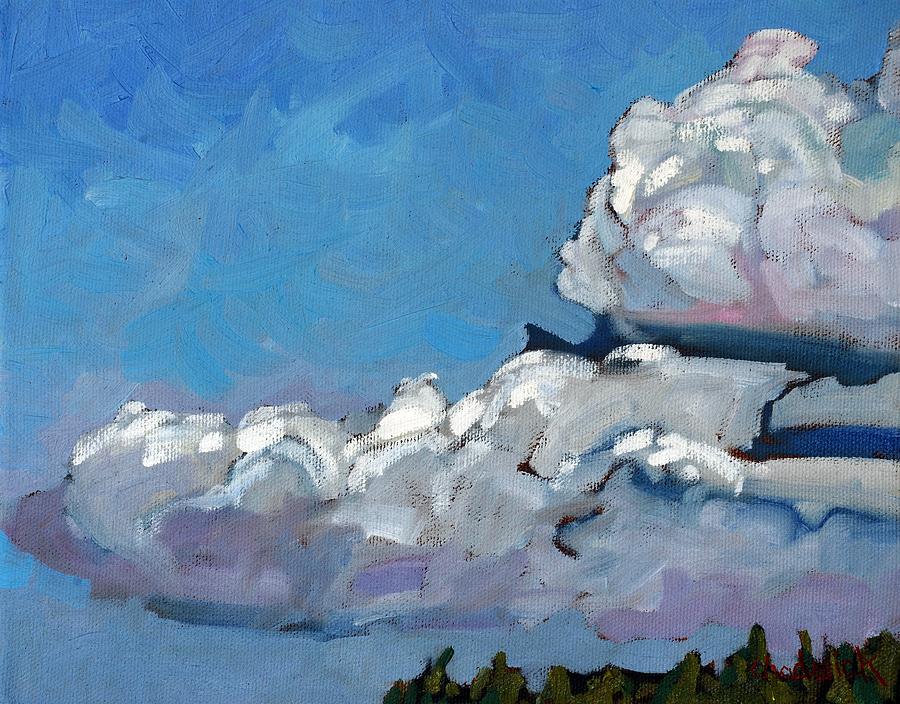 Impressionism Painting - Beach Lake Breeze Cumulus by Phil Chadwick