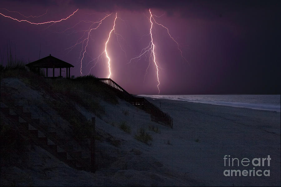 Beach Lighting Storm Photograph by Randy Steele