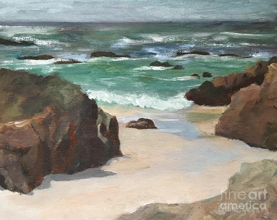 Beach of Asilamor Painting by Claire Gagnon