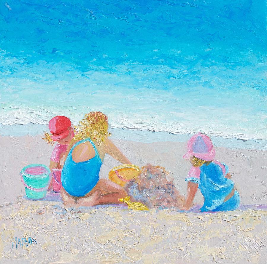 Beach Painting - Building sandcastles Painting by Jan Matson