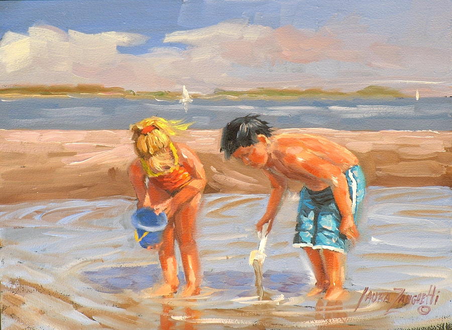 Beach Pals Painting by Laura Lee Zanghetti