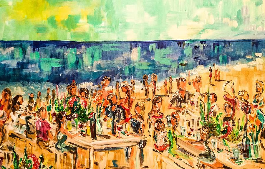 Beach party Painting by Lisa Owen