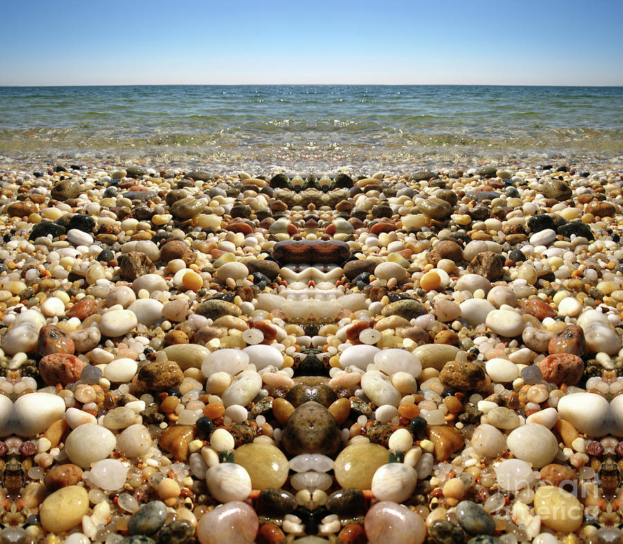 Beach Pebbles and Water,  Orient Point, Long Island, New Yo Photograph by Wernher Krutein