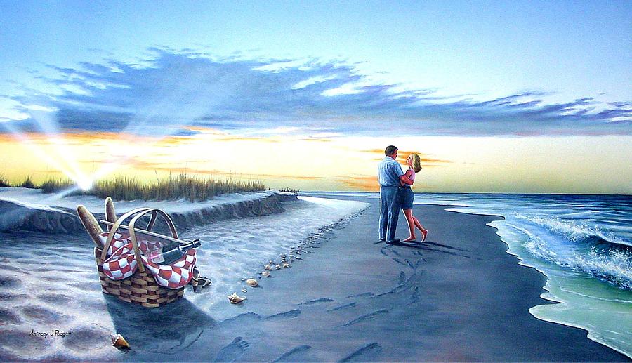 Beach Picnic Painting by Anthony J Padgett