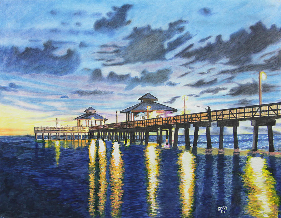 Beach Pier Painting by Frederick Schrickel | Fine Art America