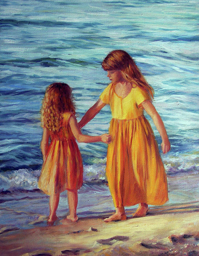 Beach Play Painting by Marie Witte