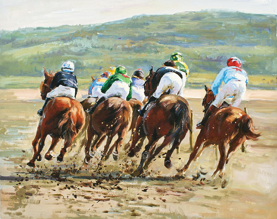 Beach Races Painting by Conor McGuire