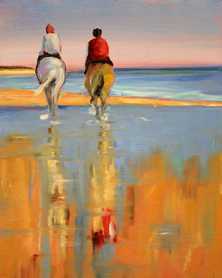 Beach Riders Painting by Trina Teele