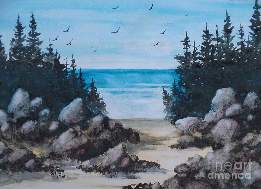 Beach Rocks, Gouache Painting Painting by David K Myers - Fine Art America