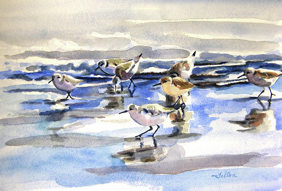Beach Sandpipers  Painting by Julianne Felton