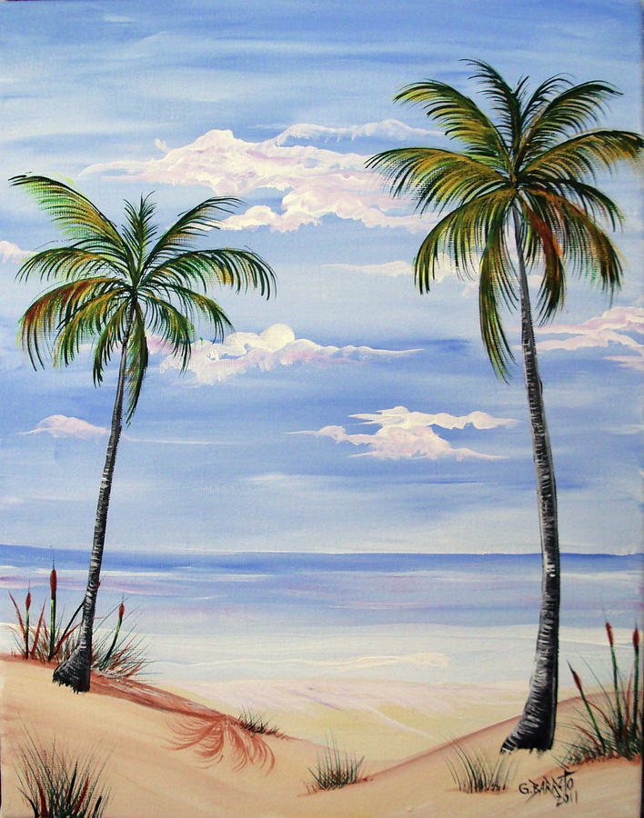 Beach scene Painting by Gloria E Barreto-Rodriguez