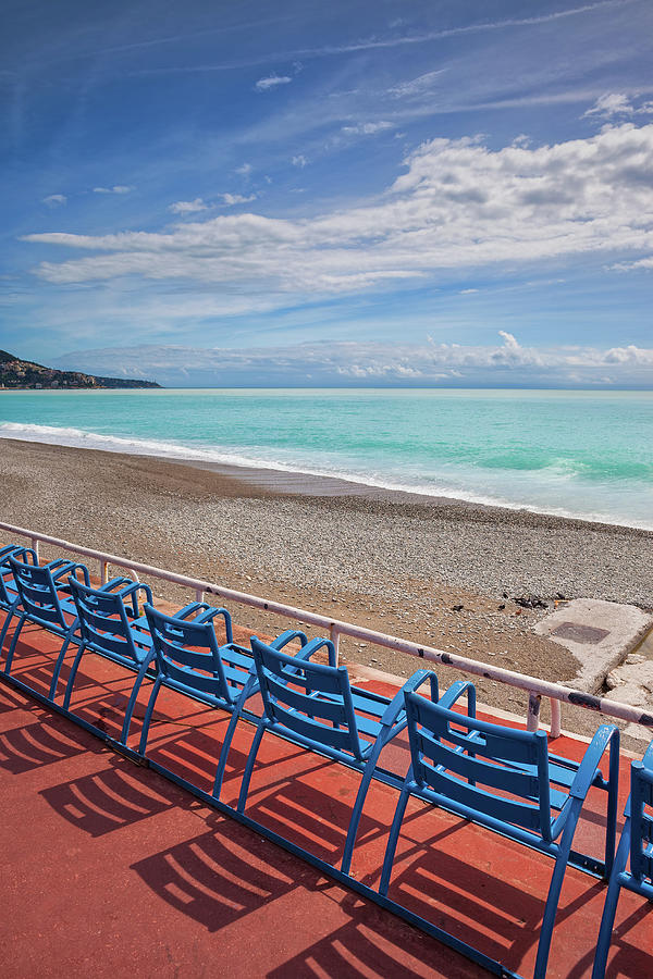 Beach Sea and Seats on French Riviera in Nice Photograph by Artur Bogacki